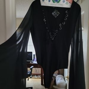 Black Lace up Bodysuit